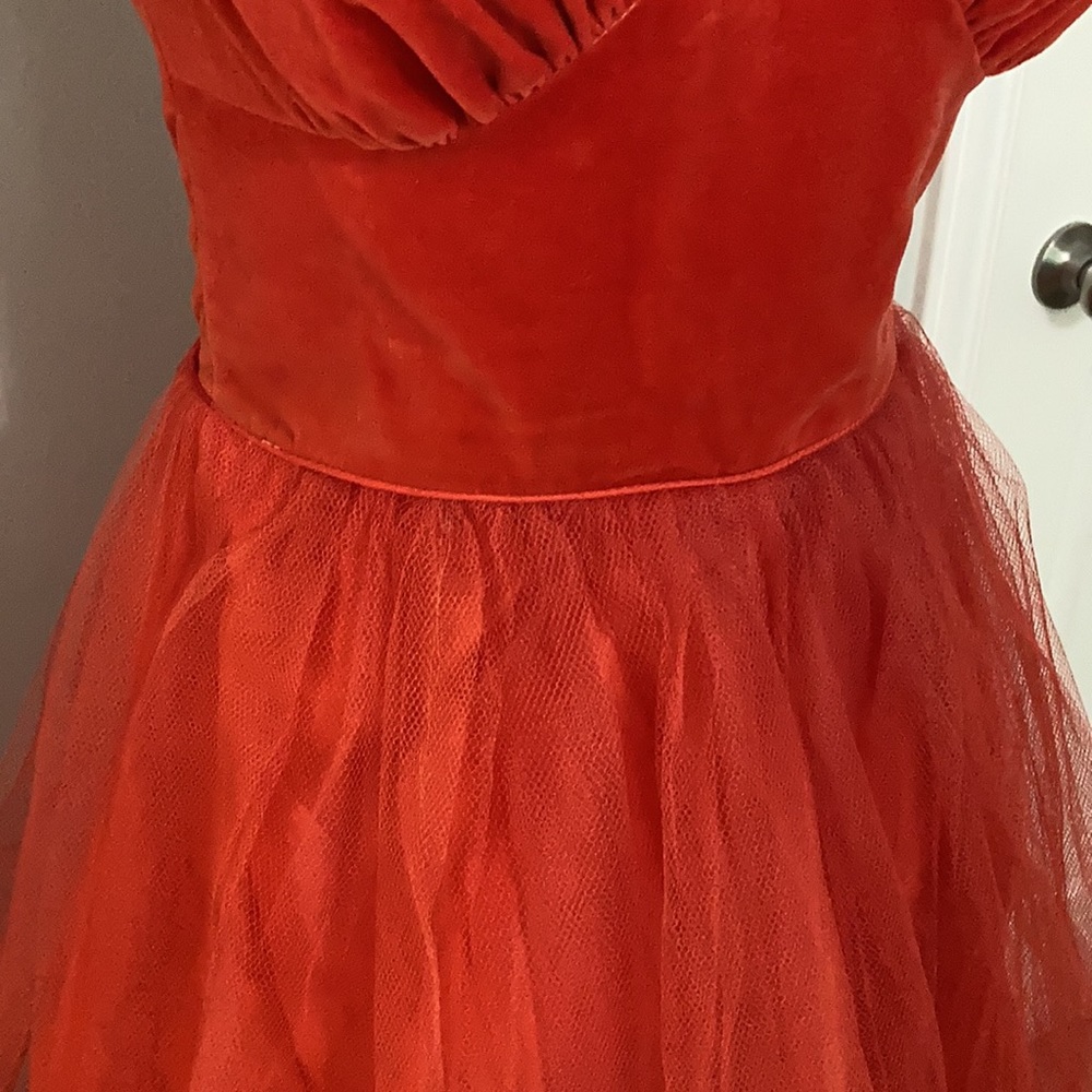 Blood Orange Vintage Velvet and Tulle Ballgown w/ matching Bolero prom - Picture 5 of 11